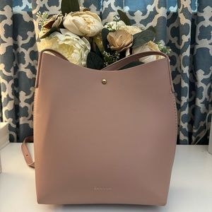EUC Samara Pink Vegan Leather Crossbody Bucket Purse